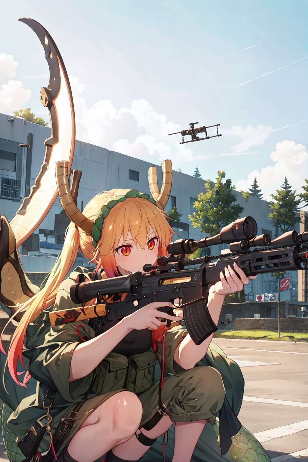 AWP | Dragon Lore (WW),tohru, holding_weapon, sniper, gun