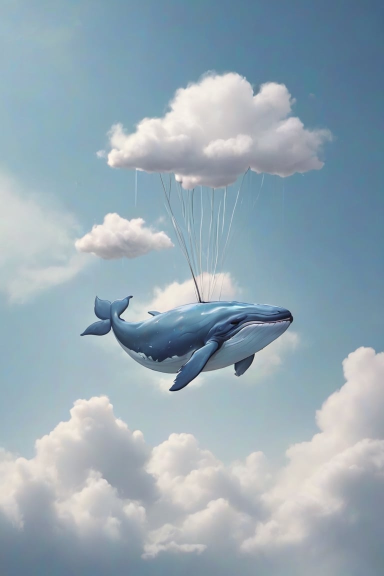  Create a big whale, suspended in the air, in the sky, between clouds, the clouds ,sticker,fluttershysaidsyayyy,T-shirt design