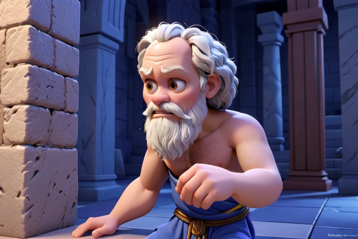 create a pixar style of  A person approaches the philosopher Socrates and asks about the secret of success, 3d animation, disney style. , 8k disney pixar movie.