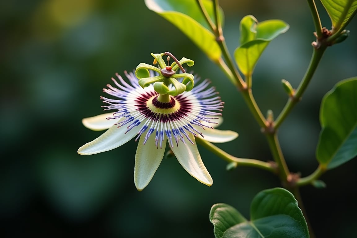 glass translucent passion flower emerging from a vine