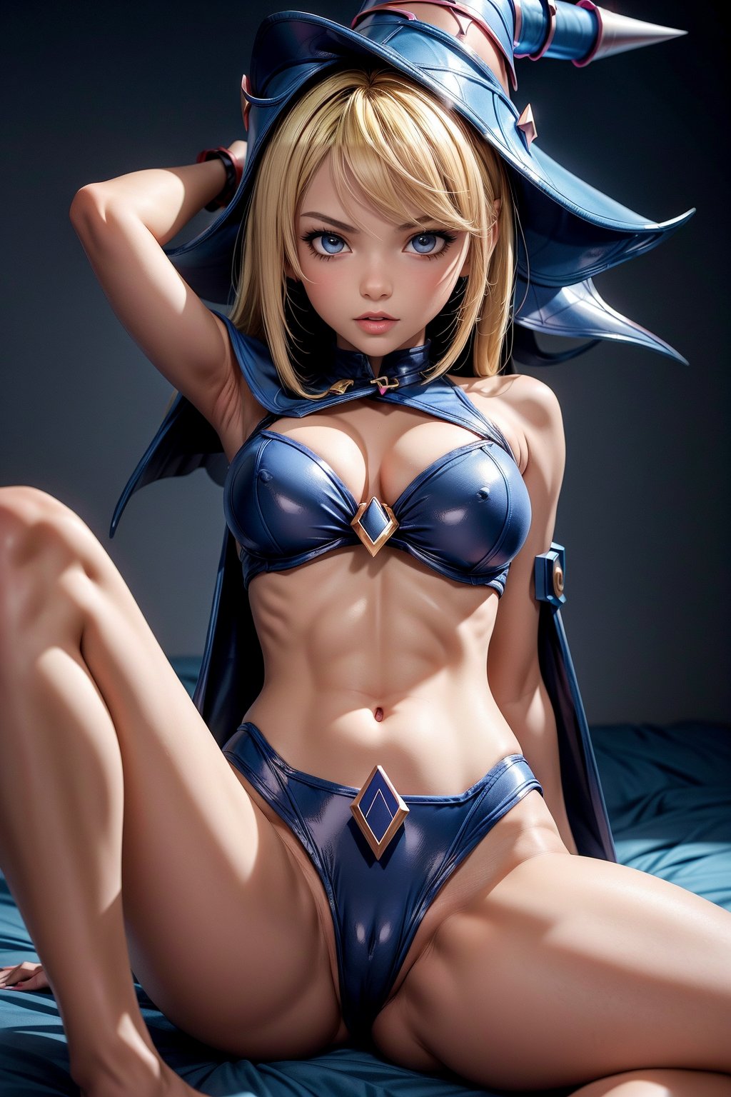 dark magician girl, sexy girl, blonde hair, blue eyes