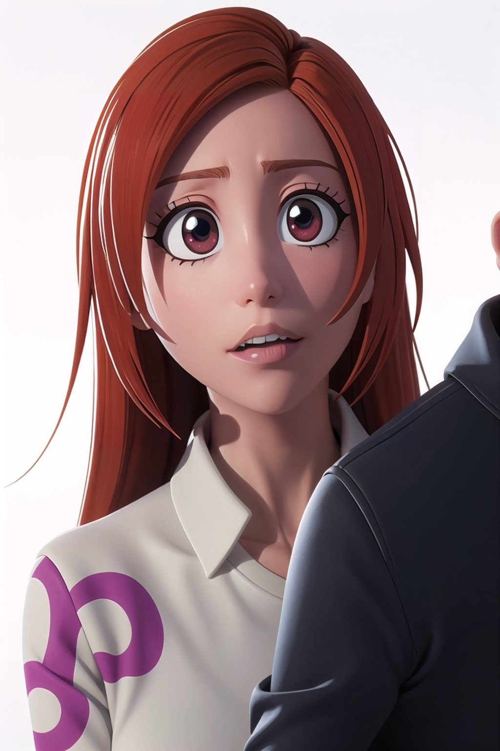girl, abstract, design, graffiti, white background, Grt2c,1 girl ,realistic,solo,inoue orihime, 3d animated