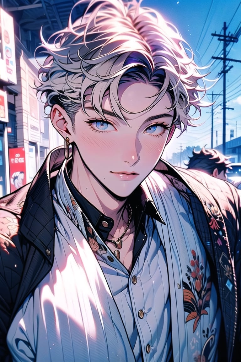 1 man, outdoor, sky, extreme detailed, realistic, solo, official art, extremely detailed, extreme realistic, beautifully detailed eyes, detailed fine nose, detailed fingers, wearing gold embroidered jacket court uniform costume, high quality, beautiful high detailed blonde short hair. Art Nouveau,vane /(granblue fantasy/),CrclWc,centralasia,nodf_lora,xjrex,midjourney,wrenchftmfshn,Nico