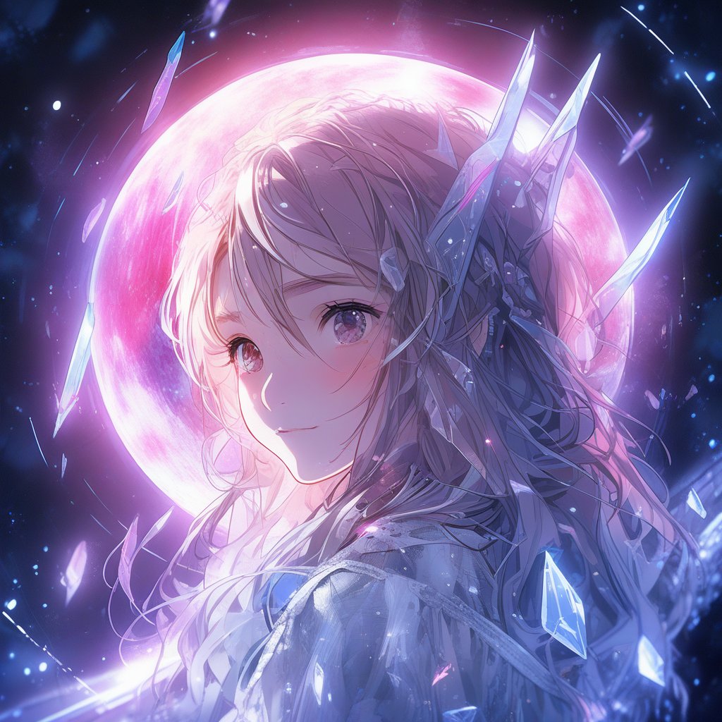 1 girl portrait, charming, nature, neon light, look at viewer,Anime Style, ice, space background,noc-space