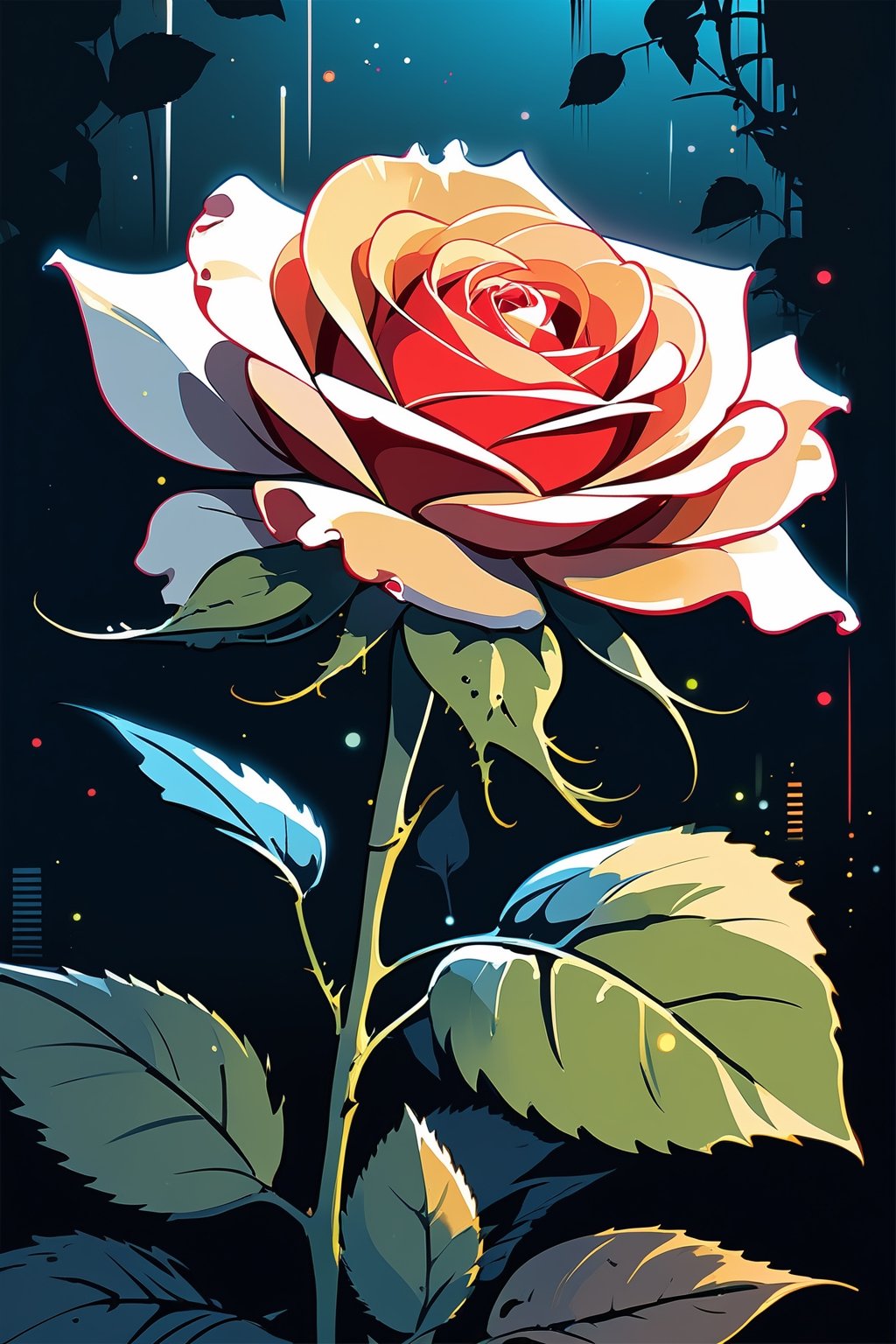 //quality, (masterpiece:1.331), (detailed), ((,best quality,)),//,glowing rose,background,glow_in_the_dark,artint,trendy,grunge style,vector art,