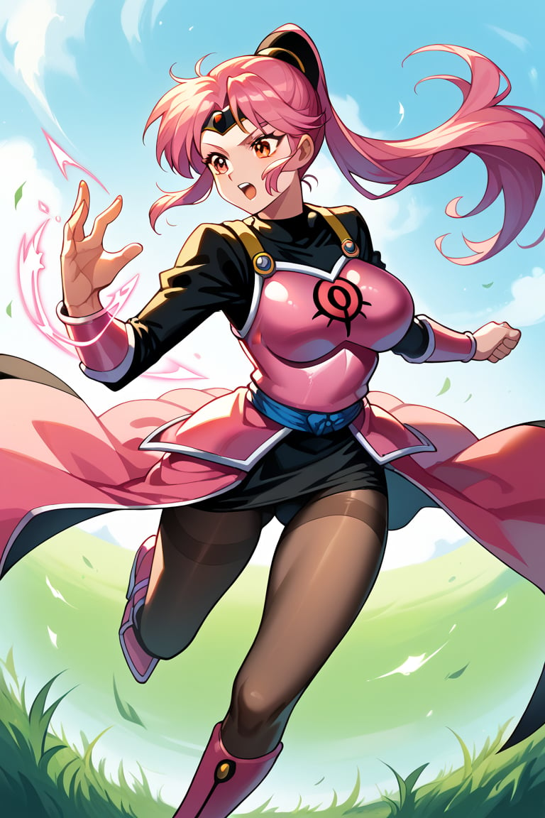 ((score_9, score_8_up, score_7_up)), BREAK source_anime, ((perfect anatomy)) ,//characters, 1girl, solo, armorMaam, pink hair, orange eyes, ponytail, curvy, armored dress, pink armor, armored legwear, single gauntlet, pantyhose, ,//situations, fantasy, grass ,//pose, jumping, punching, dynamic angle ,/LoRA, beautiful_female_fingers, perfect anatomy, correct number of fingers, 5_fingers, perfect hands, beautiful hands, Expressiveh,concept art,reset_Kalar, himegasakisakurako, furuderika_pony,totori_pony,tillday_shape, Urza_Planeis, tsukiko, majin_hornet, himegasakisakurako,