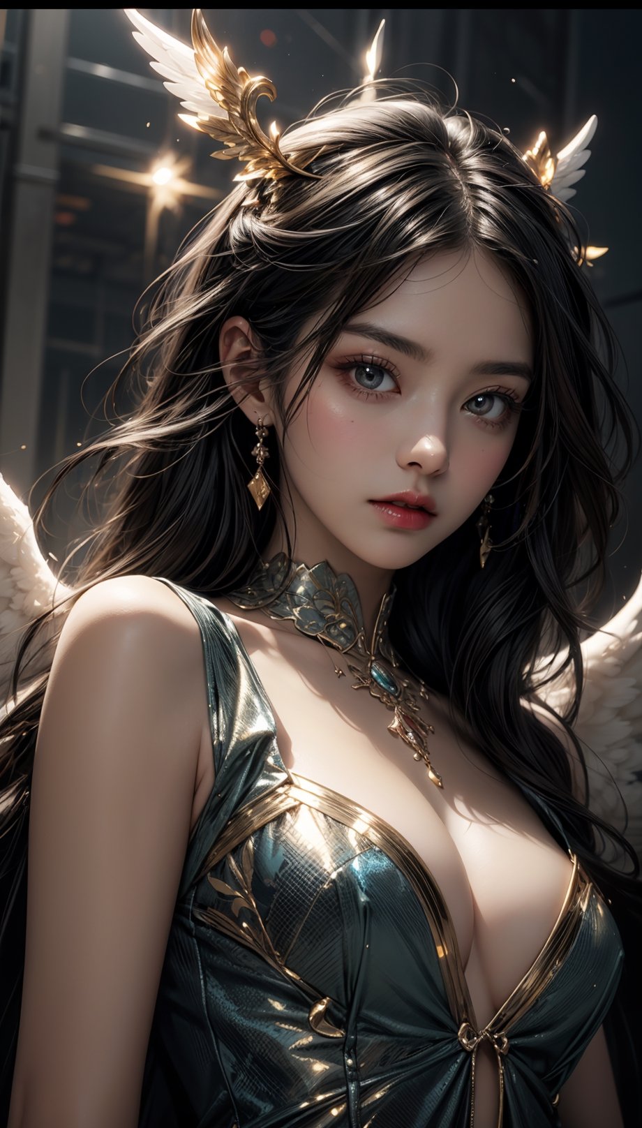 angel, beautiful woman, anime, character art, comic style, perfect anatomy, centered, approaching perfection, dynamic, highly detailed, concept art, smooth, sharp focus, illustration, acrylic painting,  cinematic, 4k, epic, artstation, 4 k resolution, gold, Broken Glass effect, no background, stunning, something that even doesn't exist, mythical being, energy, molecular, textures, iridescent and luminescent scales, breathtaking beauty, pure perfection, divine presence, unforgettable, impressive, breathtaking beauty, Volumetric light, auras, rays, vivid colors reflects