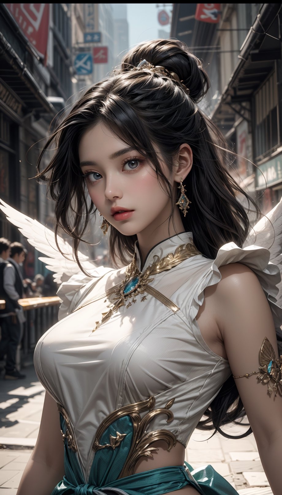 angel, beautiful woman, anime, character art, comic style, perfect anatomy, centered, approaching perfection, dynamic, highly detailed, concept art, smooth, sharp focus, illustration, acrylic painting,  cinematic, 4k, epic, artstation, 4 k resolution, gold, Broken Glass effect, no background, stunning, something that even doesn't exist, mythical being, energy, molecular, textures, iridescent and luminescent scales, breathtaking beauty, pure perfection, divine presence, unforgettable, impressive, breathtaking beauty, Volumetric light, auras, rays, vivid colors reflects