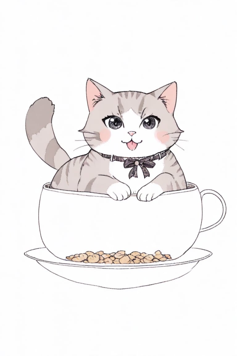 A cute cat, solo cat, white background, no people, 