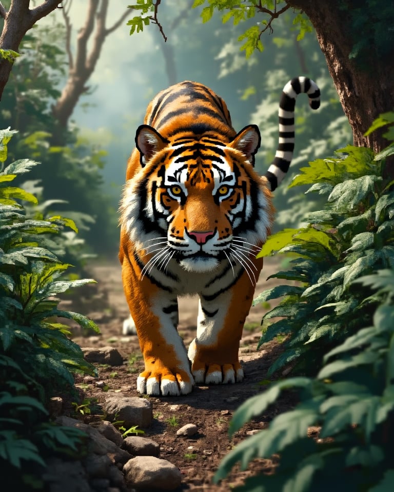 Tiger, jungle, hunting, cinematic, rtx light