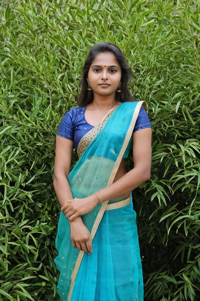 mylocalgirl, 1girl, standing bush, solo,masterpiece, High detailed,  photorealistic,Indian,Woman,Indian tradition,photo r3al, ::half-body shot::