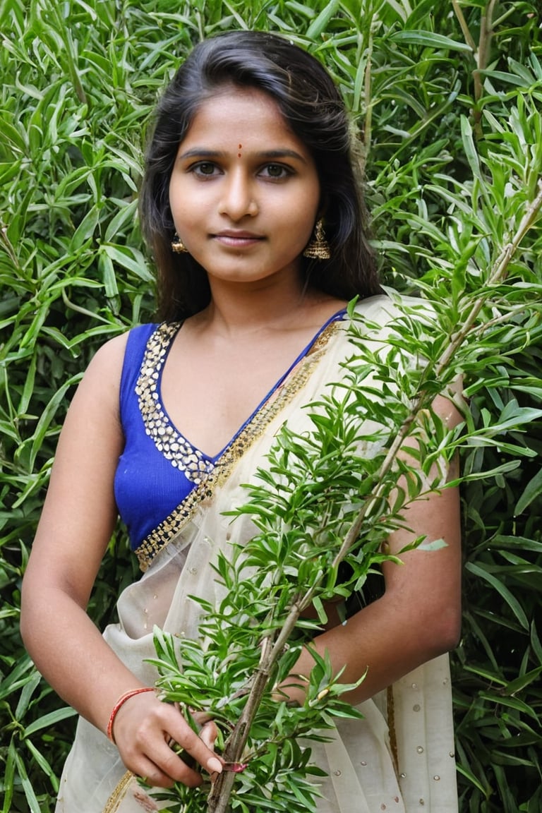 mylocalgirl, 1girl, standing bush, solo,masterpiece, High detailed,  photorealistic,Indian,Woman,Indian tradition,photo r3al, ::half-body shot::,r4w photo