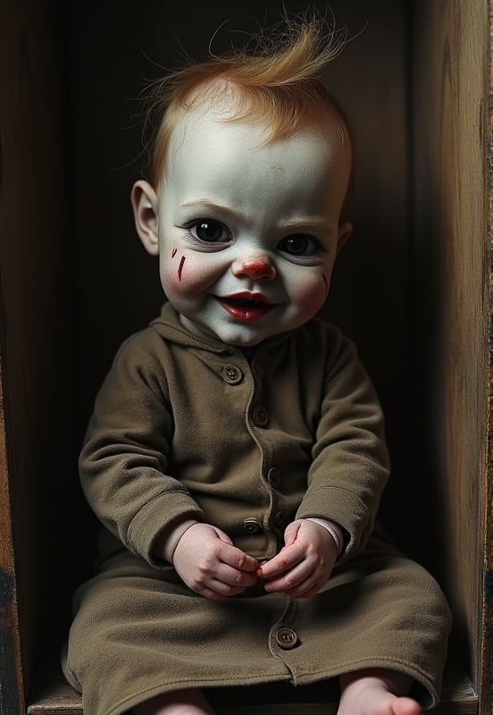  .dark gothic horror.crypted taxidermy . baby in cribbage 