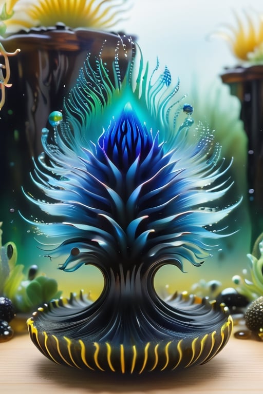 ferrofluid. ,full body side view,realistic 3d scene in the wild.beautiful translucent . chaotic scenery, optional reality ,reverse physics . cosmic radiant Ora . hyper Sonic facits , acrylic paint.. anachronistic . symmetrical . sliced diamonds . lush folage . spiraling water . outer worlds landscape . scattered timber , peacock mantis shrimp 