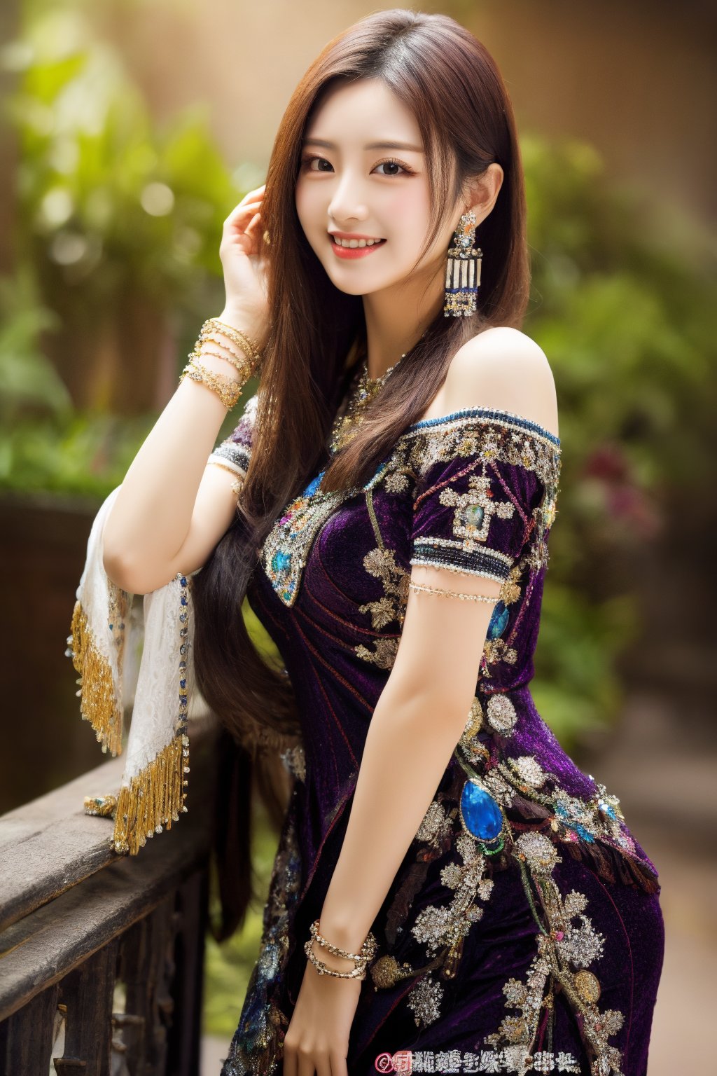 Masterpiece, best quality, super detailed, 
beautiful 20 years old Taiwanese girl, solo,
front shot,
exposed shoulders,
Side glance pose,
Hourglass full body, 
realistic portrait,
Flower Hair clip,
Fringe,
long hair,
brown Alluring eyes,
smile,
Elegant hands,
beaded bracelet,
beautiful Slim long leg,
high heels, 
cheongsam,