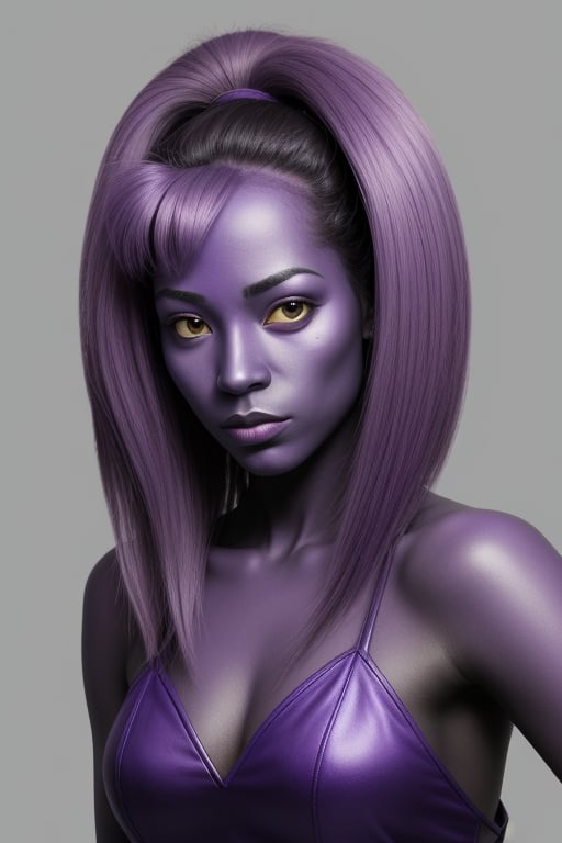 a purple skinned female