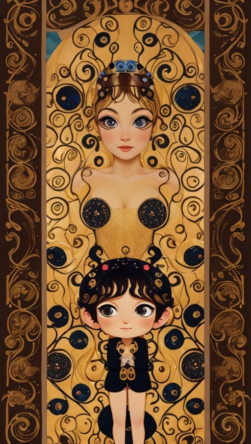 firt plane womansgustav klimt 

 style  , accesories style ,chibi