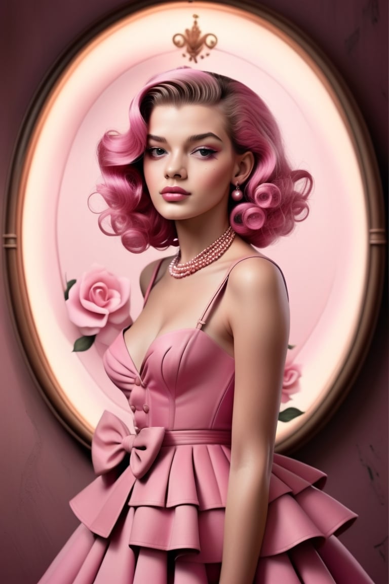 realistic pink style vintage ,photorealistic