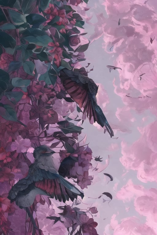 birds, all in pastel colors 