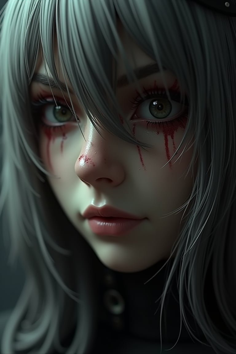 A realistic 
YoRHa No.2 Type B, NieR: Automata close-up, 3D picture texture