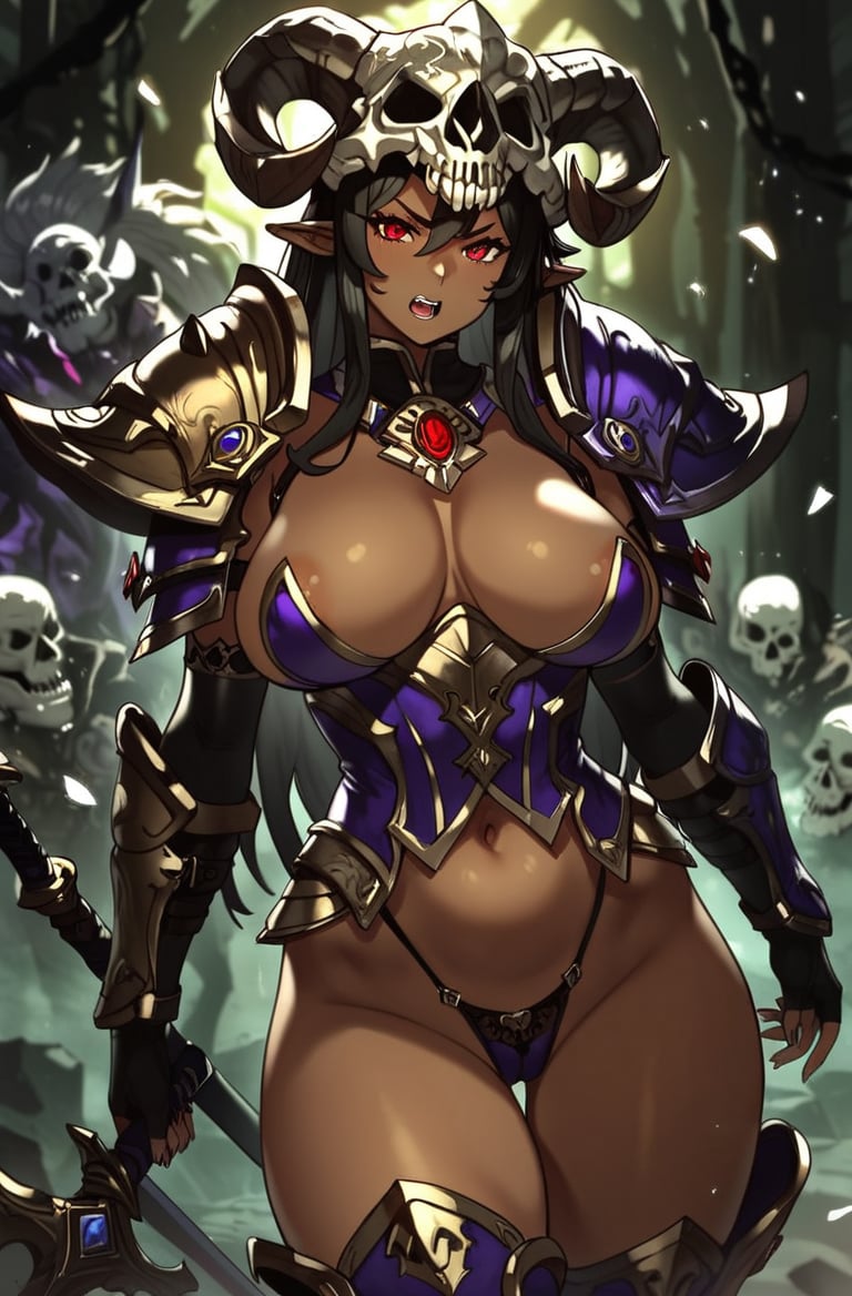  score_9, score_8_up, score_7_up, masterpiece, best quality, highres, AoiDef, 1mature female,fallen paladin,sword,wizard, cast magic,fantasy world, Skull helmet in head in the of with skulls,shards,monster girl,source_furry, armor,Beautiful armor,pretty eyes,source_questionable,muy,angry,curvy,dark background,red eyes,(dark skin),more details,wide hips,piglet,!!style,Expressiveh