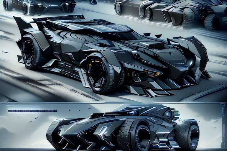 8k, RAW photos, top quality, masterpiece: 1.3),Transforming,
batmobile,
High-powered vehicle,
Low chassis,
black ,
Grey,
Dark colors,Armored Vehicle,Four-wheeled, stealth, concept vehicle, Bat elements, counter-tracking