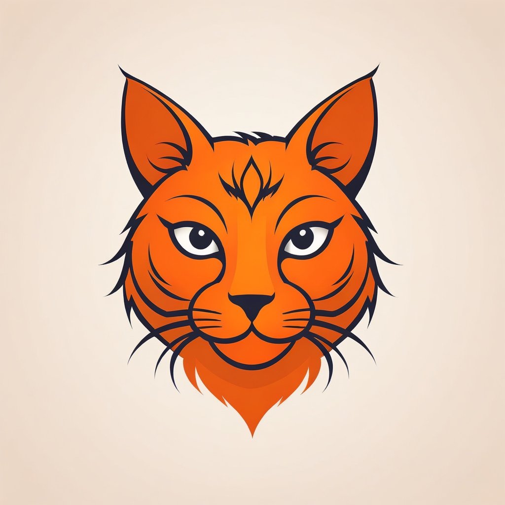 abstract logo of a orange stylized head of a cat, one color,LOGO,logo