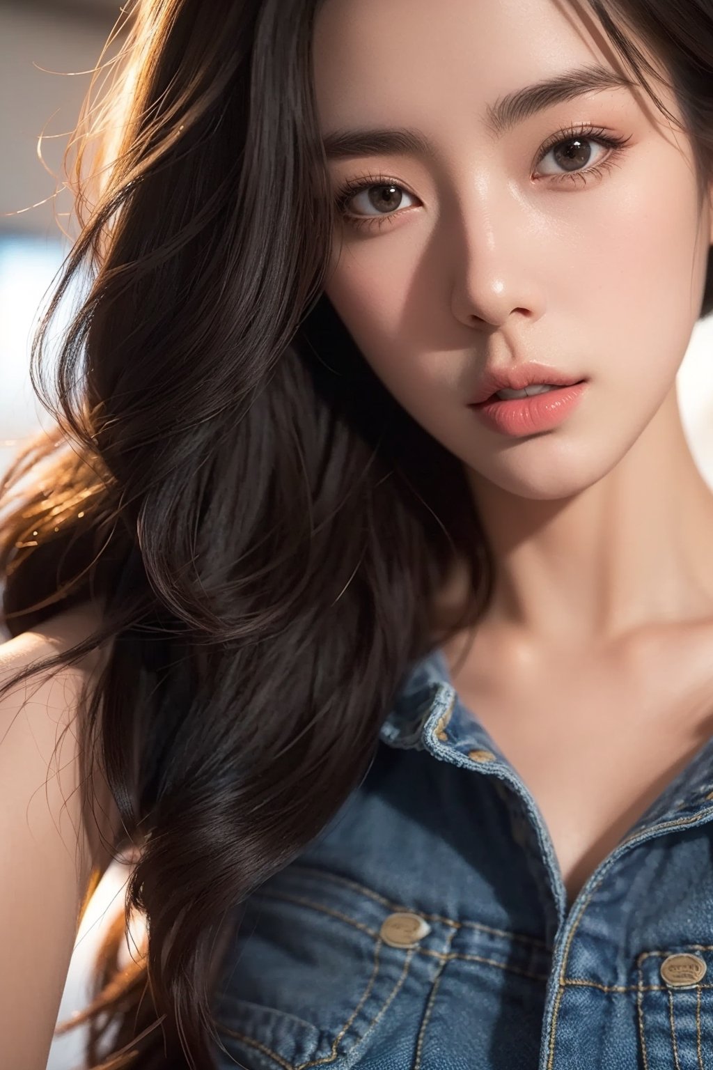 A tall, handsome, masculine young girl with a strong build, black-haired brunette. Low-rise jeans. The podium. Masterpiece, detailed study of the face, beautiful face, beautiful facial features, perfect image, realistic shots, detailed study of faces, full-length image, 8k, detailed image. an extremely detailed illustration, a real masterpiece of the highest quality, with careful drawing.,SailorStarFighter,SailorStarMaker, ,SAM YANG,Asia,Woman 