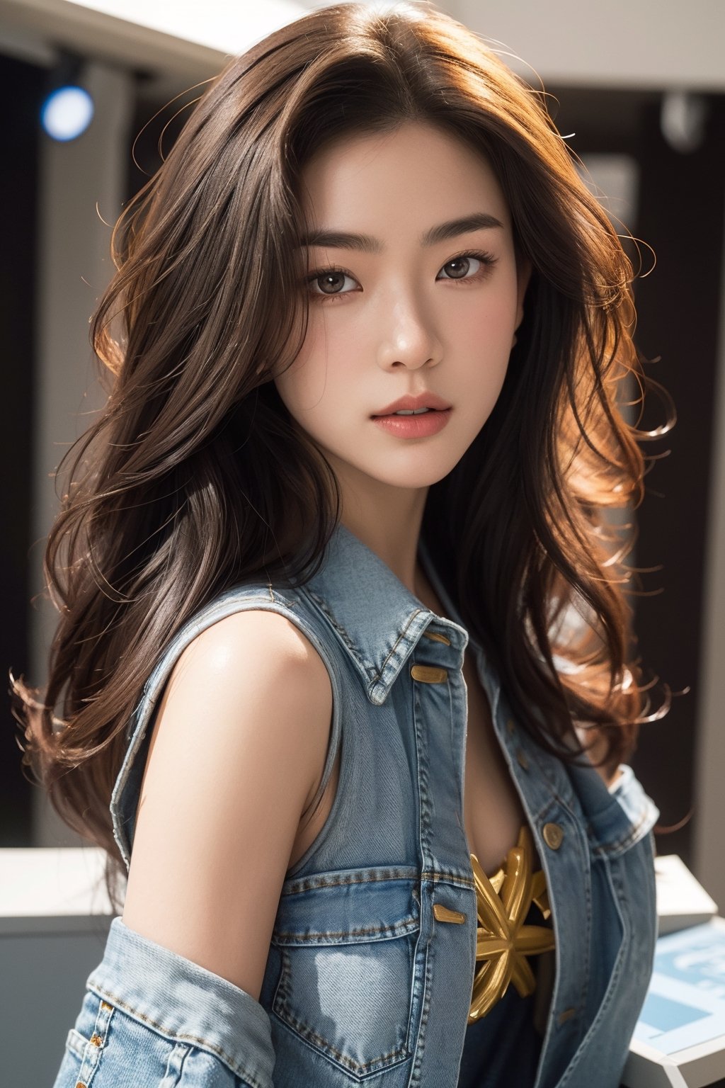 A tall, handsome, masculine young girl with a strong build, black-haired brunette. Low-rise jeans. The podium. Masterpiece, detailed study of the face, beautiful face, beautiful facial features, perfect image, realistic shots, detailed study of faces, full-length image, 8k, detailed image. an extremely detailed illustration, a real masterpiece of the highest quality, with careful drawing.,SailorStarFighter,SailorStarMaker, ,SAM YANG,Asia