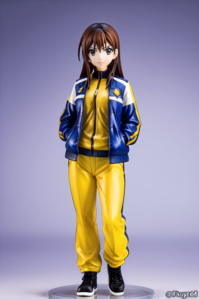 A thrilling 3D full-body portrait of three anime-style girls, each dressed in matching PVC outfits, standing shoulder-to-shoulder and facing the viewer. Score 9 up on one girl's uniform, with a subtle gradient effect, while another sports a score 7 up on her jacket. The third girl proudly wears her team's logo on her chest, with a hint of dynamic lighting casting a dramatic glow over their combined pose.,PVC Style