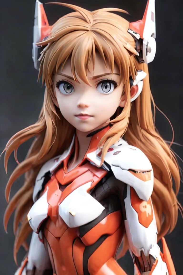 Close - up real - Live - action adaptation of a 3d character of Asuka Langley Soryu in plugsuit, charming face, NeonGenesis Evangelion cool expression,3D,PVC