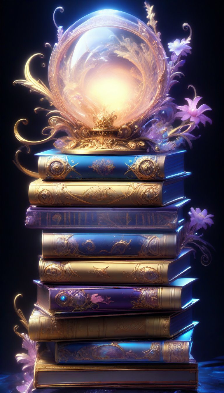 Book Cover for Magical Books by Jasmine Beckett Griffiths and Pascal Blanchett 3D Art, Alabaster Detailed Design 3D, Digital Art, Filigree, Rim Lighting, Surrealism, Fantasy, Art Germ and Art Station Detailed Character Design, Blade Runner concept art,PVC,vibrant_colors,high_resolution