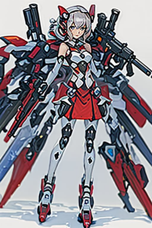 YukineChris,mechskirt,mecha girl, holding 2guns(gattling guns)