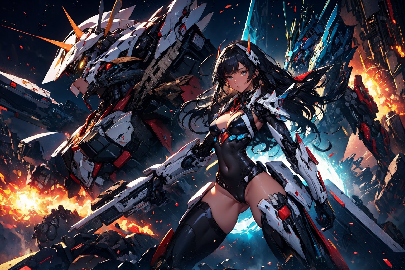 score_9, score_8_up, score_7_up, score_6_up,rating_explicit,vector trace,mecha_musume,(bikini_armor), exposed_belly, long_hair(black),black_hair, black_armor,mecha_girl_figure,Energy light particle mecha,mecha,(full_body),More Detail,(dark_skin_female),claws, score_9_up,1 girl,bodysuit,Details++,mecha musume,mysticlightKA