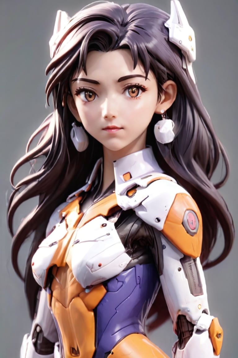 Close - up real - Live - action adaptation of a 3d character of Misato Katsuragi in plugsuit, charming face, NeonGenesis Evangelion cool expression,3D,PVC,Th3Dru1d5