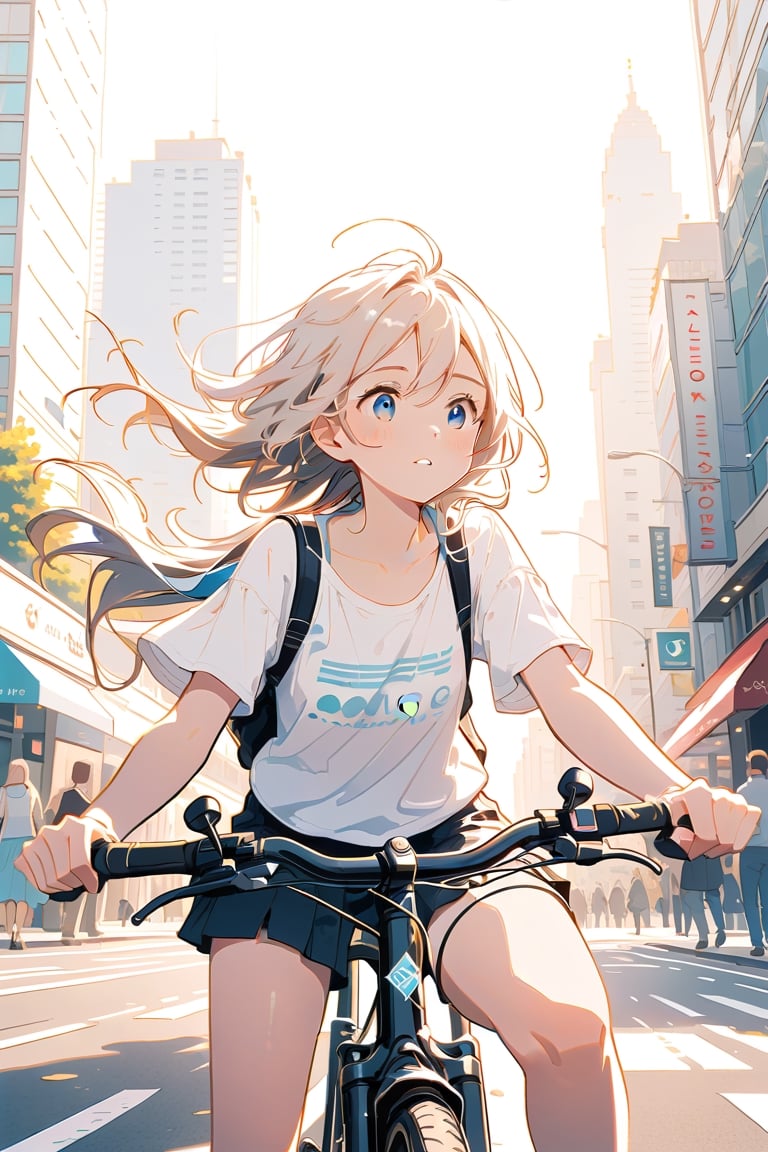 The girl on the bike as a messenger: You could explore the story of a girl who works as a bike messenger in a big city. As she navigates through the hustle and bustle of the streets, she encounters different intriguing characters and situations.,anime,cute,AG,Eyes