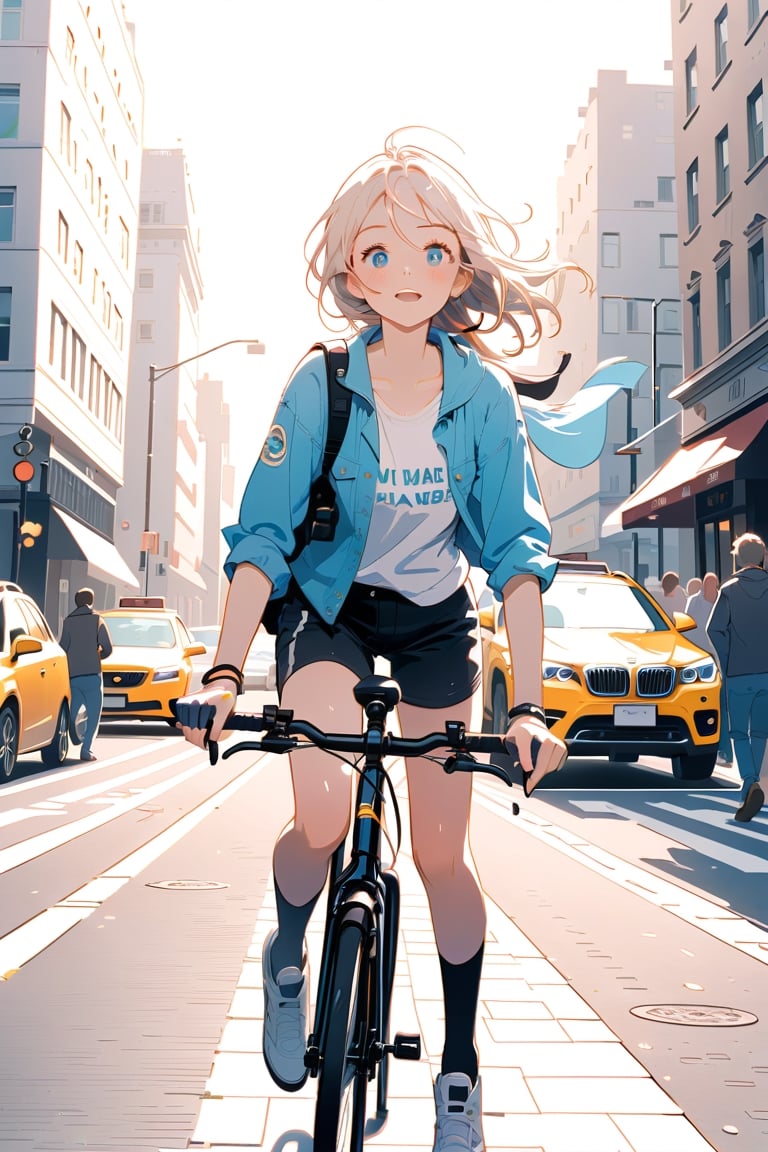 The girl on the bike as a messenger: You could explore the story of a girl who works as a bike messenger in a big city. As she navigates through the hustle and bustle of the streets, she encounters different intriguing characters and situations.,anime,cute,AG,Eyes