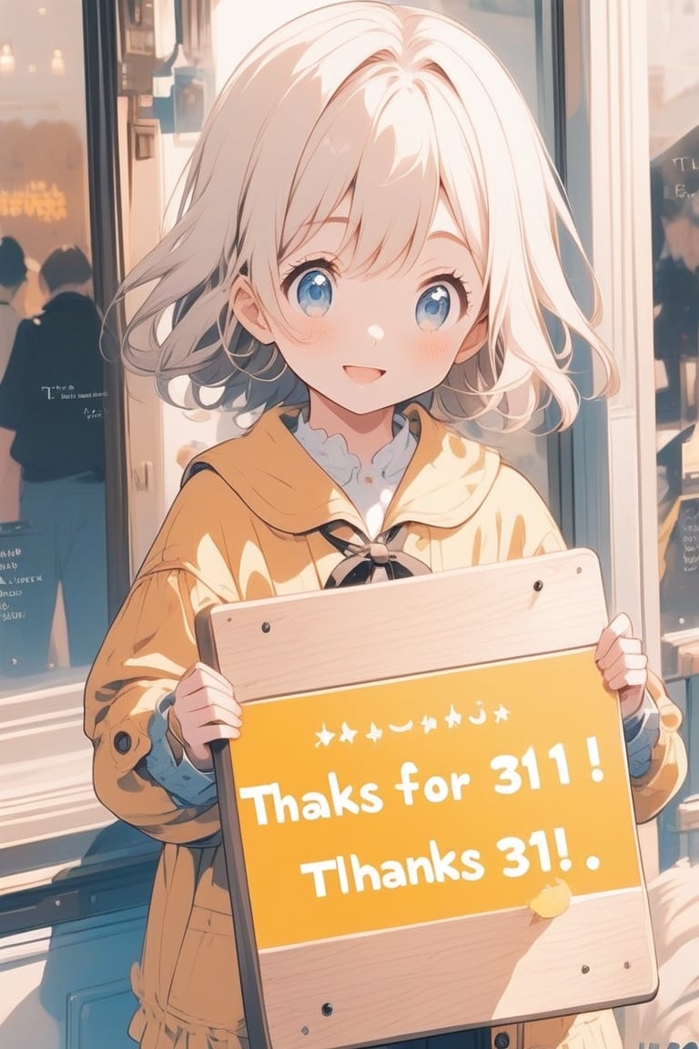  girl holding a board with text "Thanks for 31" text,anime,cute,text,Text,AG