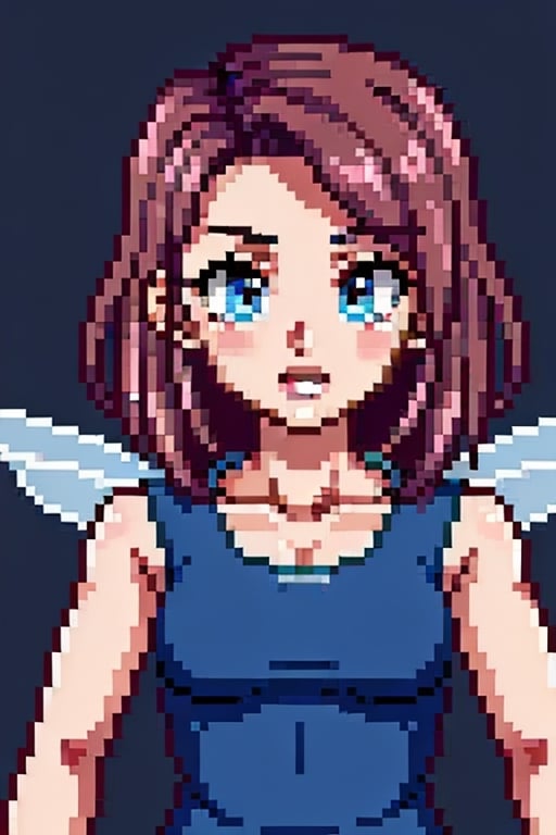 un chica y un hada , paradas , mirando a los espectadores ,portada de videojuego, pixelart,fairy