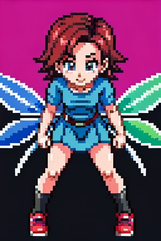 un chica y un hada , paradas , mirando a los espectadores ,portada de videojuego, pixelart,fairy