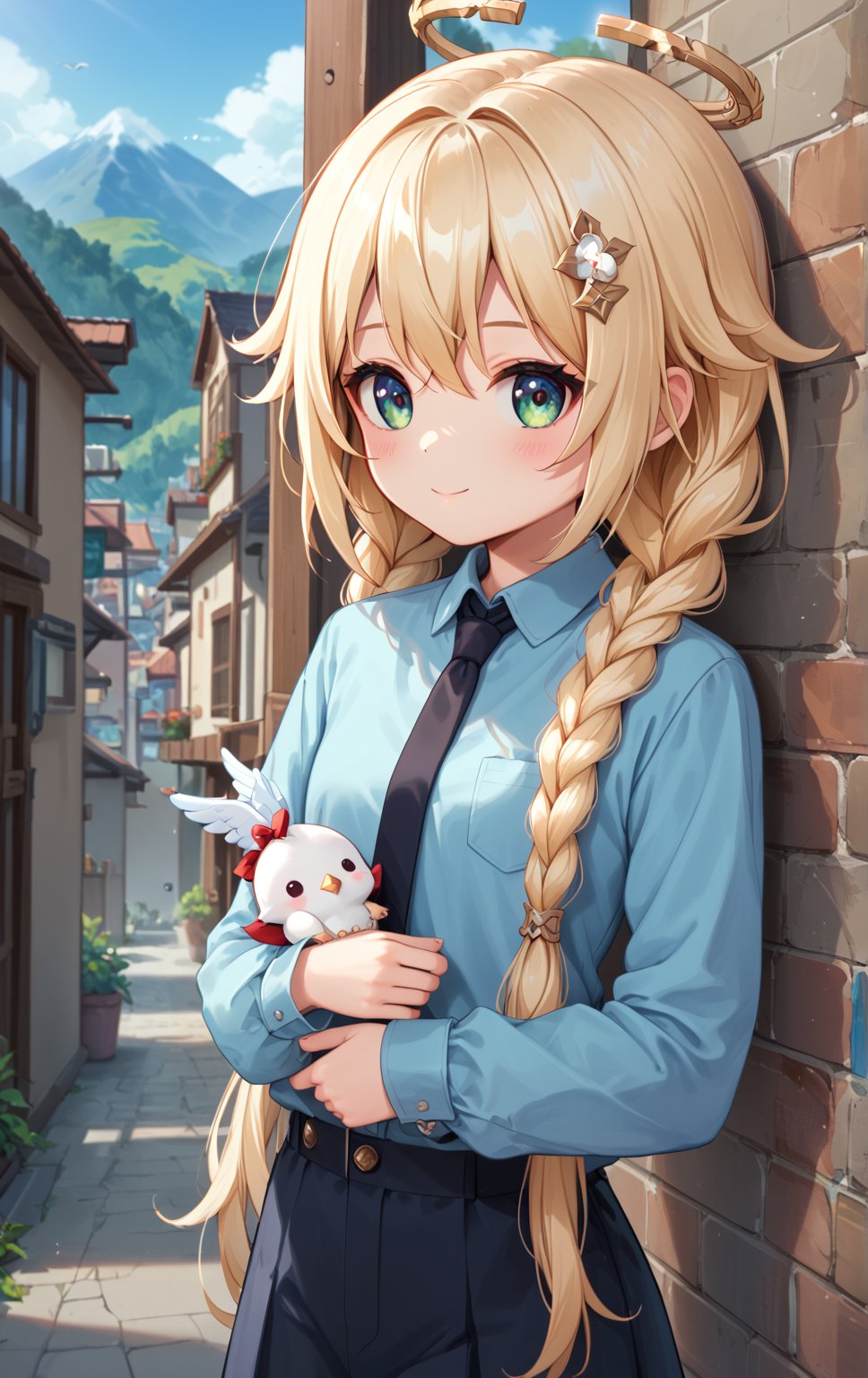 score_9, score_8_up, score_7_up,loli, mini girl,very long braid hair, underage, baby girl, 9 year old girl, outdoors, mountains, dark ai, unleash the true beauty of nature,16k, upscale, fix image color noise, shirt, black necktie, long twintails, loli cute face, kawaii baby girl, in a concrete jail, business suit with blue button shirt, angelic angel, bird hair ornament, speedlines, kan'u_(genshin_impact), in a music studio, performing, listening to music 