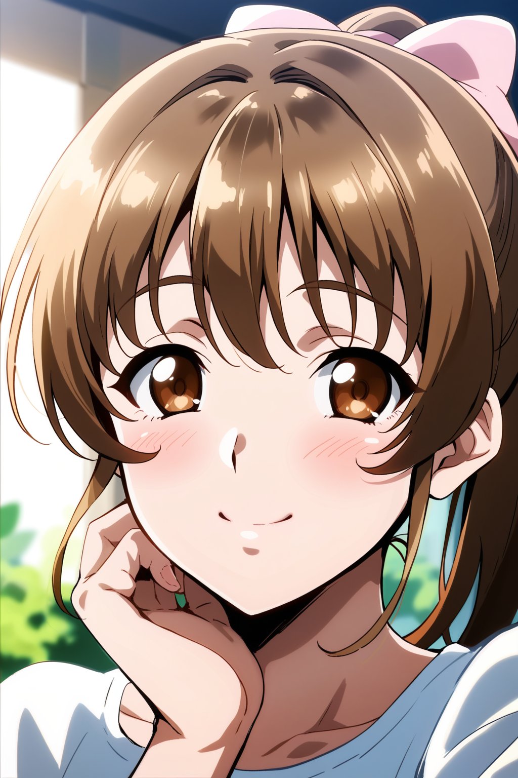 score_9, score_8_up, score_7_up, score_6_up, score_5_up, score_4_up, source_anime, sunohara shizuka,

brown hair, brown eyes, ponytail, hair bow, Cute anime girl on a date, looking at you with affection. Close-up portrait, warm smile, slight blush. Casual cute outfit, hair slightly tousled by breeze. Soft natural lighting, blurred romantic background of cafe. POV perspective, as if sitting across from her,

masterpiece, best quality, cute girl, beautiful girl, perfect body, perfect face, shiny eyes,