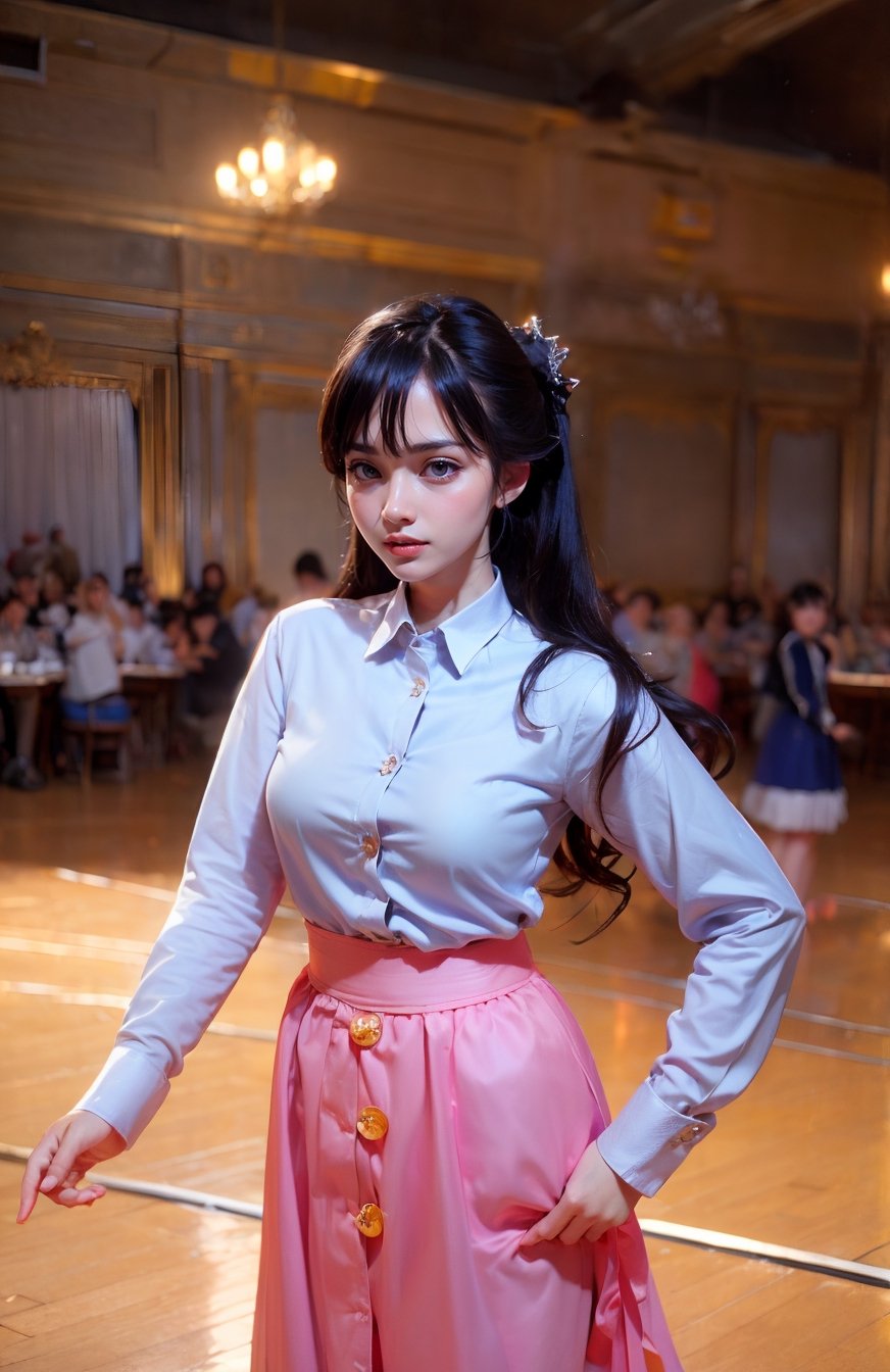 (((((Men's button_up collared long sleeve shirt:1.5))))),((((long skirt:1.4)))),(((((standing))))),((((front viewed, medium shot:1.4)))),(((extra long hair with bangs with blurry))),((((happy cute face:1.4)))),(Ultra-realistic, best photograph, best quality:1.3), (beautiful amd aesthetic:1.4), ((((stylish pose:1.4)))),((((large ballroom:1.4)))),
perfect.,Bomi,Enhance,Model ,Asian ,Girl,(((eungirl))). ,eungirl,1girl. ,(((chutirada))).,JeeSoo ,chinagirl02