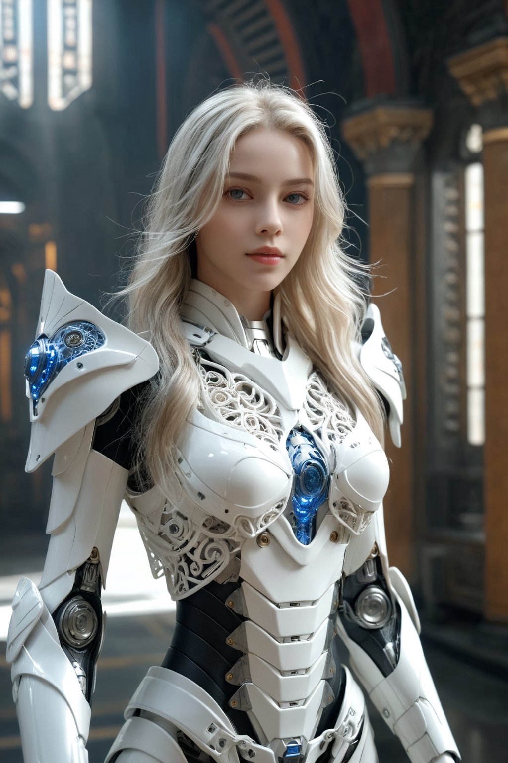 (ultra realistic,best quality),photorealistic,Extremely Realistic, in depth, cinematic light,hubgwomen,hubg_beauty_girl,

front_view, masterpiece, best quality, photorealistic, raw photo, (1girl, looking at viewer), long white hair, mechanical white armor, intricate armor, delicate blue filigree, intricate filigree, red metalic parts, detailed part, dynamic pose, detailed background, dynamic lighting, HUBG_Mecha_Armor,

intricate background, realism,realistic,raw,analog,portrait,photorealistic,hubg_mecha_girl,hubggirl