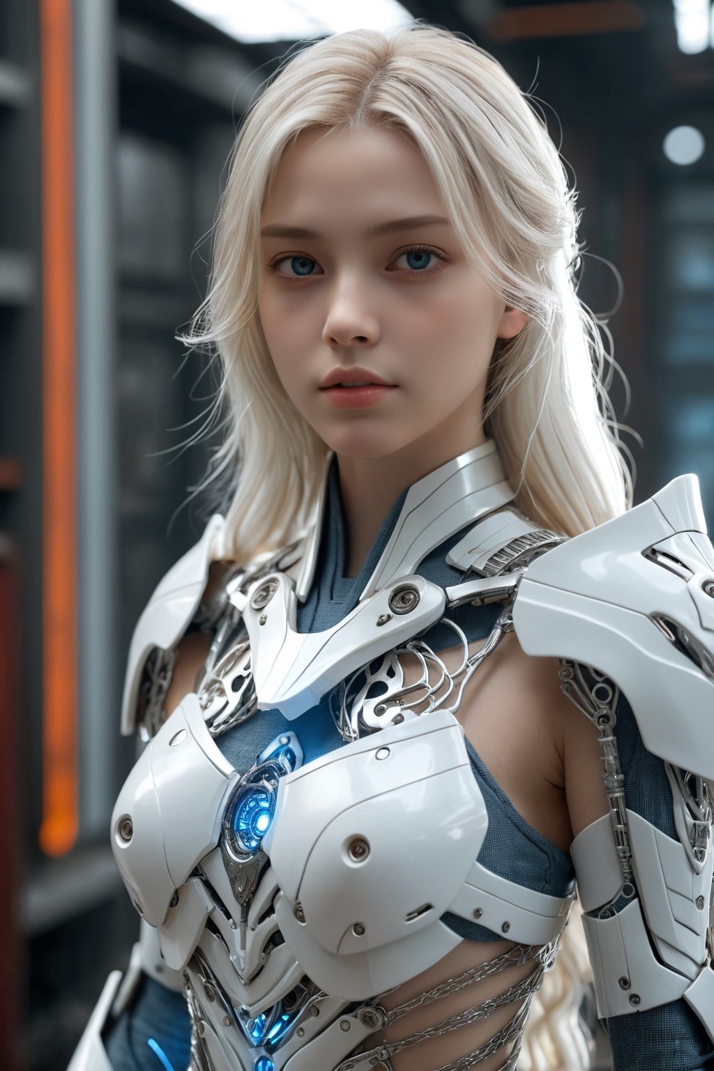 (ultra realistic,best quality),photorealistic,Extremely Realistic, in depth, cinematic light,hubgwomen,hubg_beauty_girl,

front_view, masterpiece, best quality, photorealistic, raw photo, (1girl, looking at viewer), long white hair, mechanical white armor, intricate armor, delicate blue filigree, intricate filigree, red metalic parts, detailed part, dynamic pose, detailed background, dynamic lighting, HUBG_Mecha_Armor,

intricate background, realism,realistic,raw,analog,portrait,photorealistic,hubg_mecha_girl,hubggirl