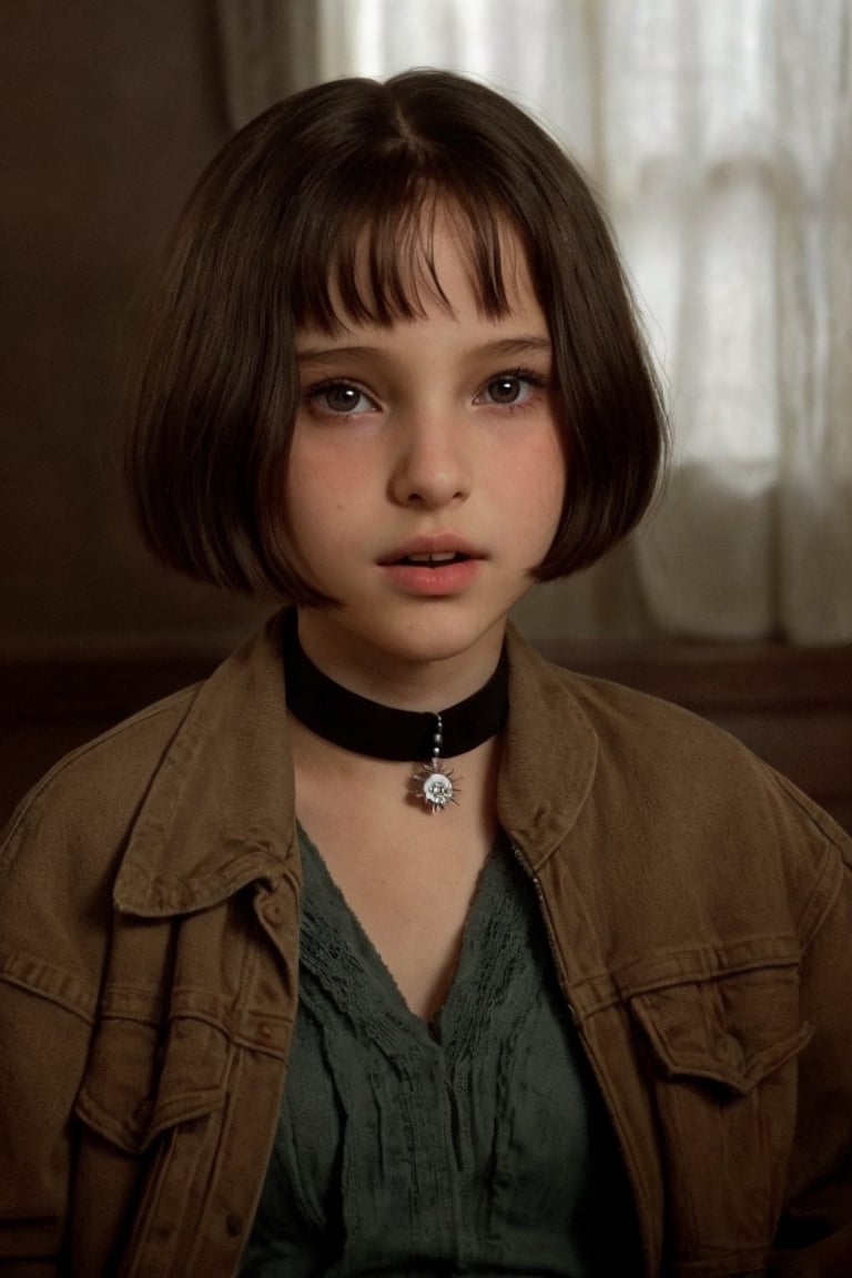 Beautiful face, 8k ,HDR, Masterpiece, hyperrealistik, Natalie Portman as 11 yo little tween girl Matilda from die movie "Leon the profi",Matilda, Natalie Portman as 11 yo little tween girl Matilda with hot body from die movie "Leon the profi",Matilda, Full body view, (background new yorck)