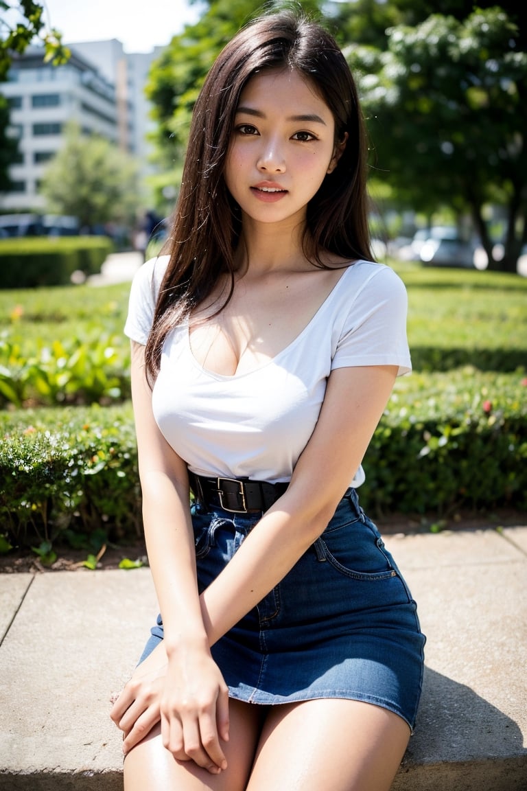 Masterpiece, highest quality, realistic, raw photo, 1girl, long hair, Bust 92cm F cup, Waist is 60cm, T-shirt, short skirt, the season is summer, shy smile, fine skin, pores, sit in an open cafe, A city with many trees background, Japanese, 27-years-old, Height 168cm, not wearing makeup,
Cute, beautiful, beautiful face, big breasts, soft-looking breasts, slender waist, long hair, straight hair, beautiful hair, double teeth, small face, depth of border drawn, pores, realistic skin texture , no makeup, bare face, realistic atmosphere, realism, attention to small details, face with a little pimples, High reality, high resolution,