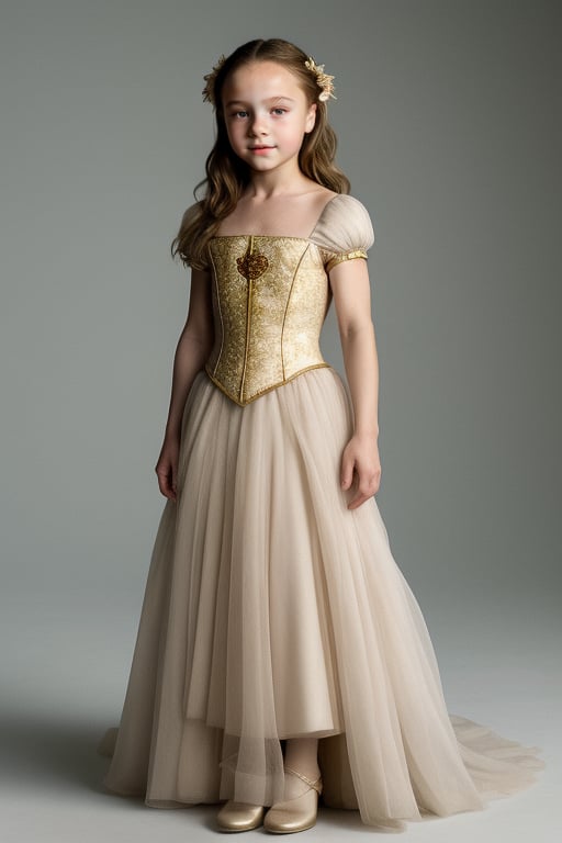 gimnnast, full Body View ((Tami Stronach)) Emilia Clarke, 8 years old, in princess costume with full lips, Tami Stronach,Tami Stronach