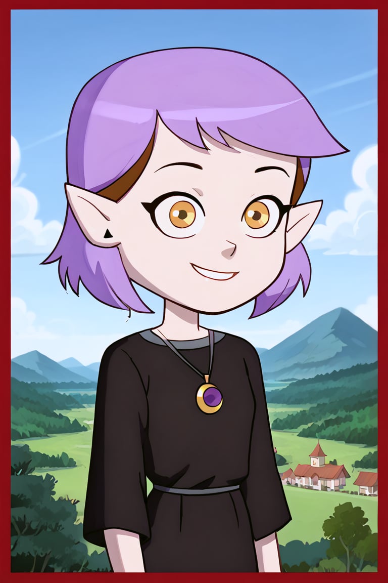 girl with purple hair, golden eyes, pointed ears, ((euphoric smile))

[clothing]/black dress with red borders,



[landscape]/observing in ocean,amity blight