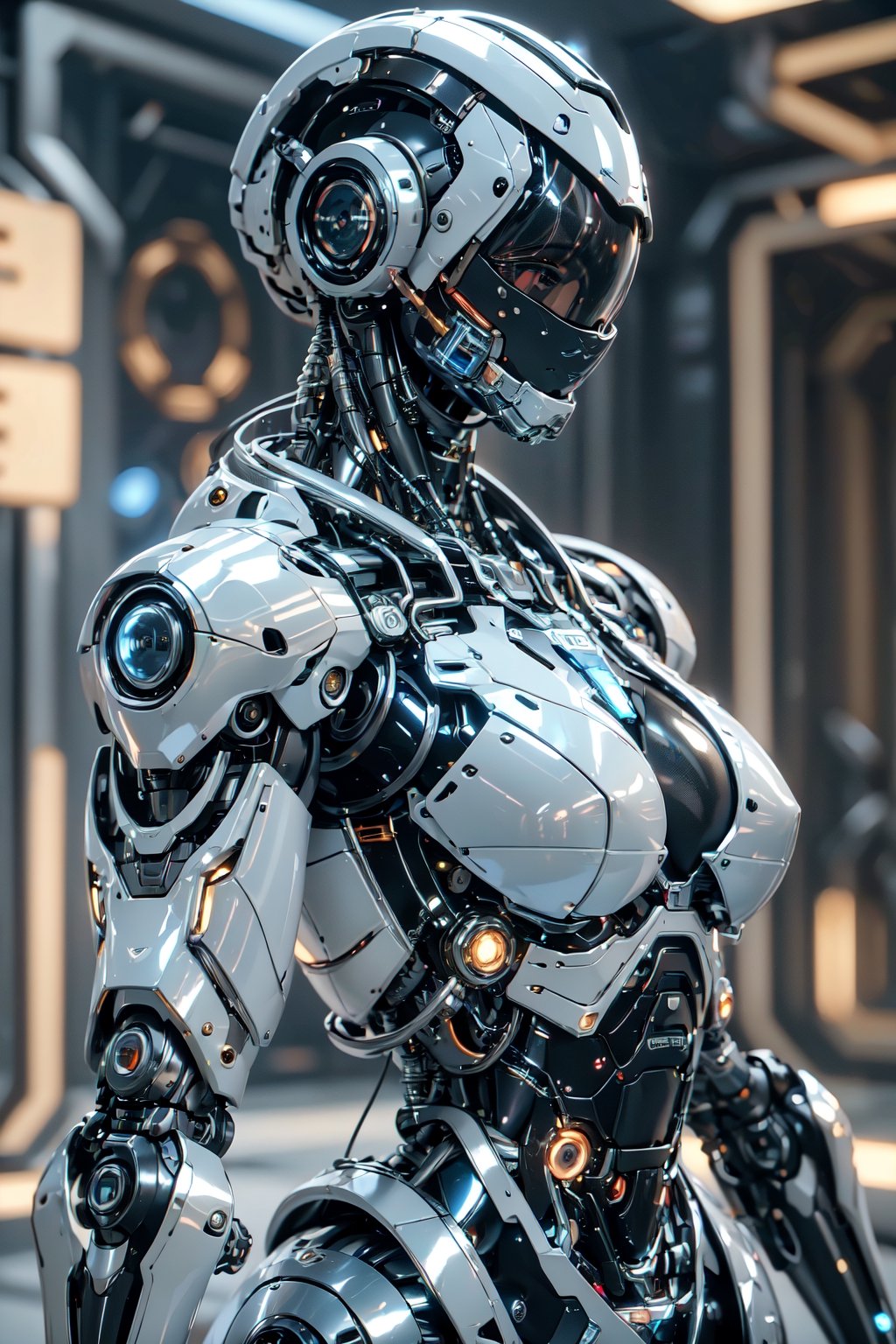 ((high resolution)), ((8K)), ((incredibly absurdres)), break. (super detailed metallic skin), (an extremely delicate and beautiful:1.3), break, ((1robot:1.5)), ((slender body)), (medium breasts), (beautiful hand), ((metallic body:1.3)), ((cyber helmet with full-face mask:1.4)), break. ((no hair:1.3)) , (blue glowing lines on one's body:1.2), break. ((intricate internal structure)), ((brighten parts:1.5)), break. ((robotic face:1.2)), (robotic arms), (robotic legs), huge breasts(robotic hands), ((robotic joint:1.2)), (Cinematic angle), (ultra-fine quality), (masterpiece), (best quality), (incredibly absurdres), (highly detailed), high res, high detail eyes, high detail background, sharp focus, (photon mapping, radiosity, physically-based rendering, automatic white balance), masterpiece, best quality, ((Mecha body)), furure_urban, incredibly absurdres, science fiction, Fire Angel Mecha,huge breasts